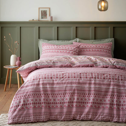 Brushed Fairisle Red Duvet Cover Set