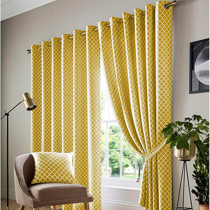 Cotswold Ochre Eyelet Curtains