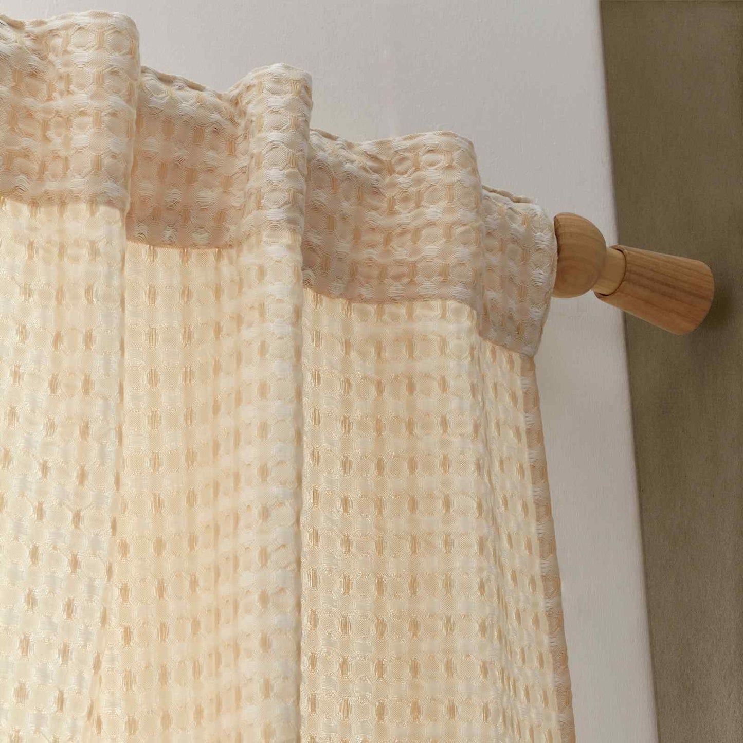 Muscat Waffle Natural Curtain Panel - Voile