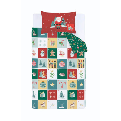 Christmas Advent Calendar Red Duvet Cover Set