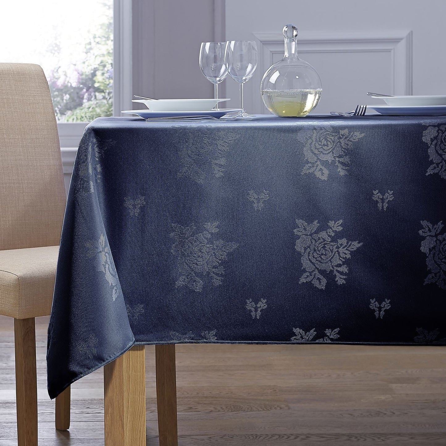 Cezanne Navy Blue Rose Tablecloths