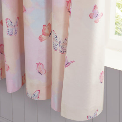 Catherine Lansfield Ombre Butterflies Fully Reversible Eyelet Curtains Two Panels Pink - 66x72 Inch