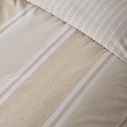 Catherine Lansfield Banded Stripe Natural Duvet Cover Set