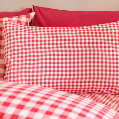 Catherine Lansfield Bamford Gingham Check Red Duvet Cover Set