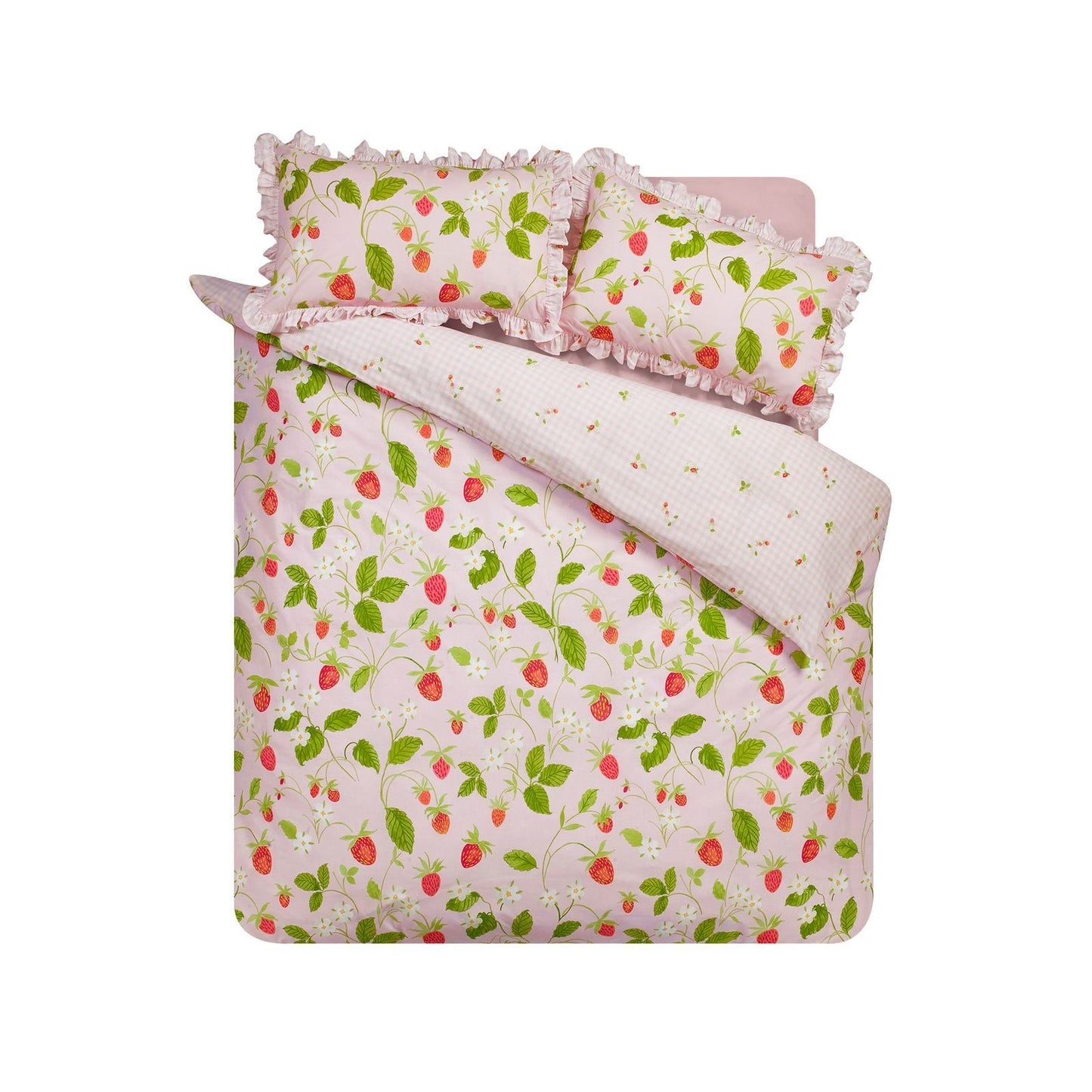 Catherine Lansfield Strawberry Frills Pink Duvet Cover Set