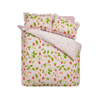 Catherine Lansfield Strawberry Frills Pink Duvet Cover Set