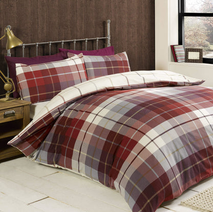 Lomond Check Flannellette Red Duvet Set