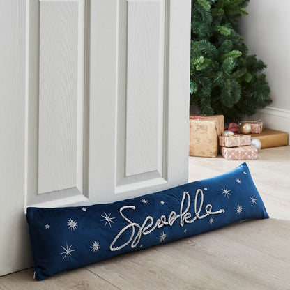 Christmas Sparkle Door Draught Excluder Navy Blue