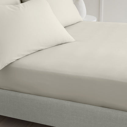 200TC Cotton Percale Natural Fitted Sheet