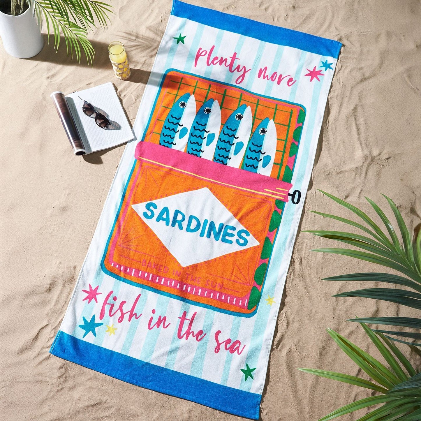 Catherine Lansfield Sardines Blue Towel - Beach
