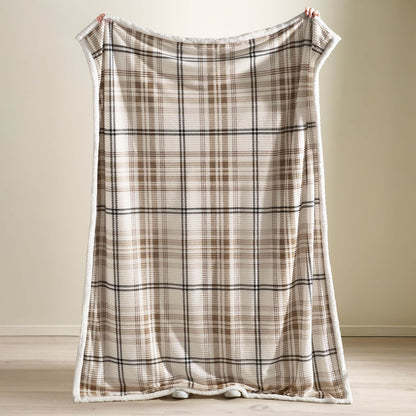 Catherine Lansfield Cosy Ribbed Check Blanket Throw Natural - 130x170cm