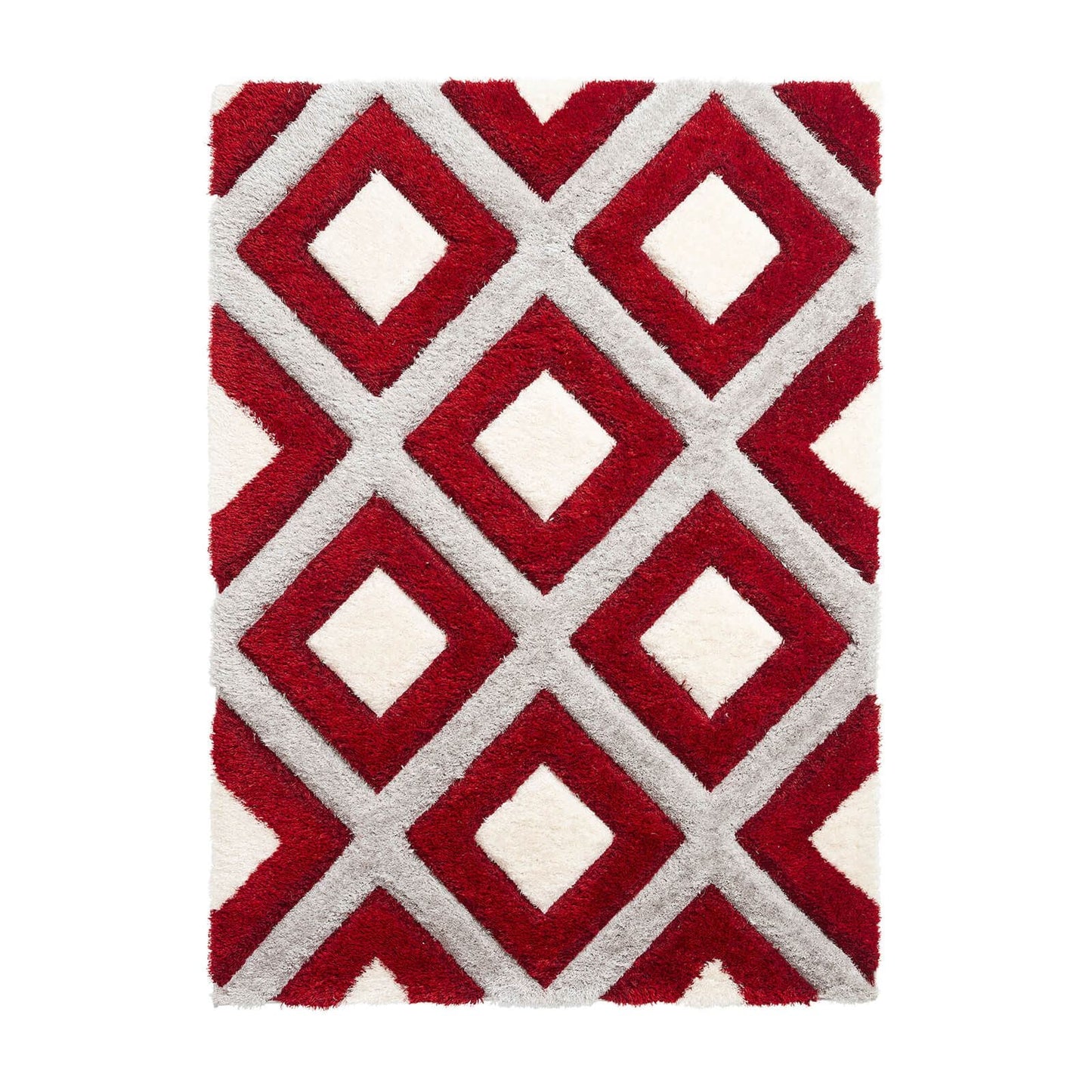 Olympia GR224 Grey/Red Shaggy Rug