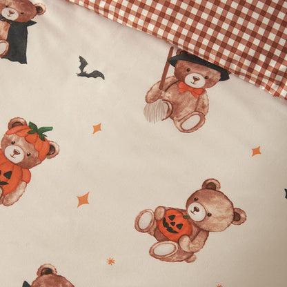 Catherine Lansfield Scare Bears Printed Reversible Bedding Duvet Cover Set Cream