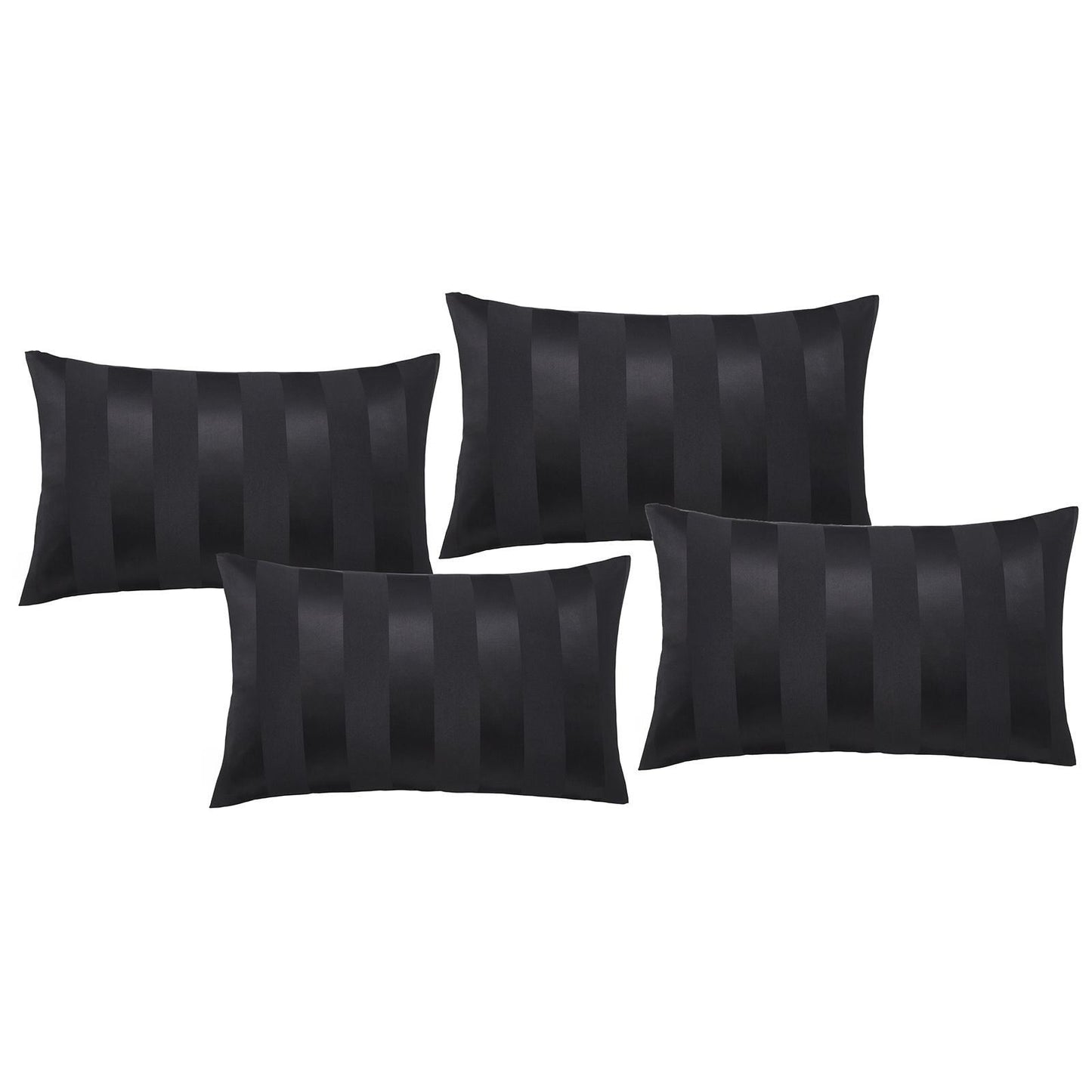 Catherine Lansfield So Soft Satin Stripe Black Pillow case with envelope closure - Standard