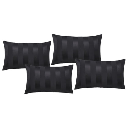 Catherine Lansfield So Soft Satin Stripe Black Pillow case with envelope closure - Standard