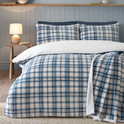 Catherine Lansfield Cosy Ribbed Bedding Duvet Cover Set Blue