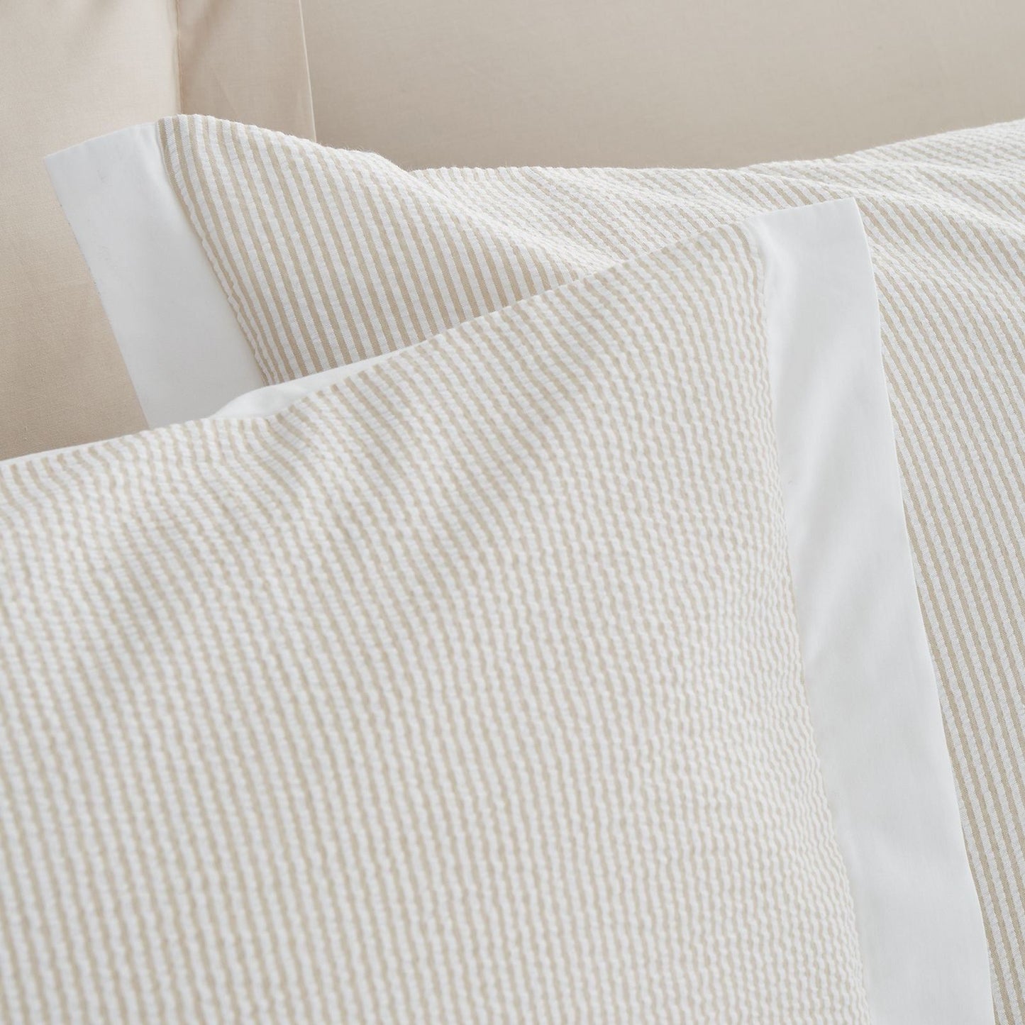 Bianca Seersucker Woven Stripe Natural Duvet Cover Set