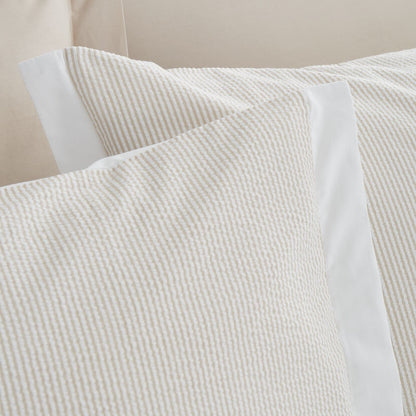 Bianca Seersucker Woven Stripe Natural Duvet Cover Set