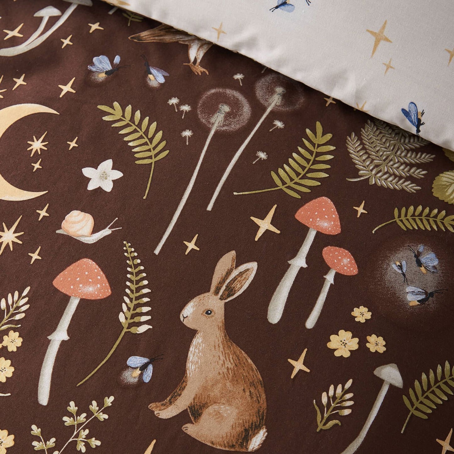 Catherine Lansfield Enchanted Twilight Animals Printed Bedding Duvet Cover Set Chocolate