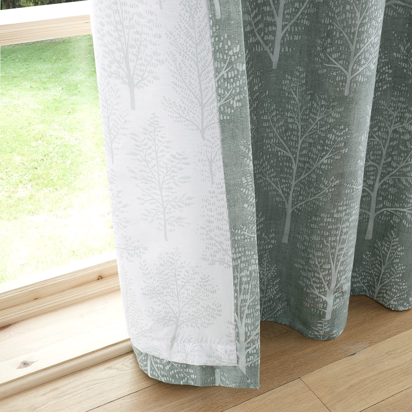 Alder Trees Sage Green Eyelet Curtains