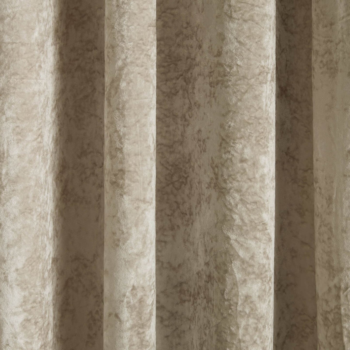 Catherine Lansfield Crushed Velvet Lined Eyelet Curtains Two Panels Natural