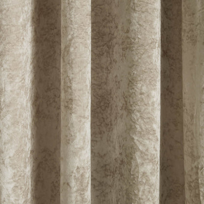 Catherine Lansfield Crushed Velvet Lined Eyelet Curtains Two Panels Natural