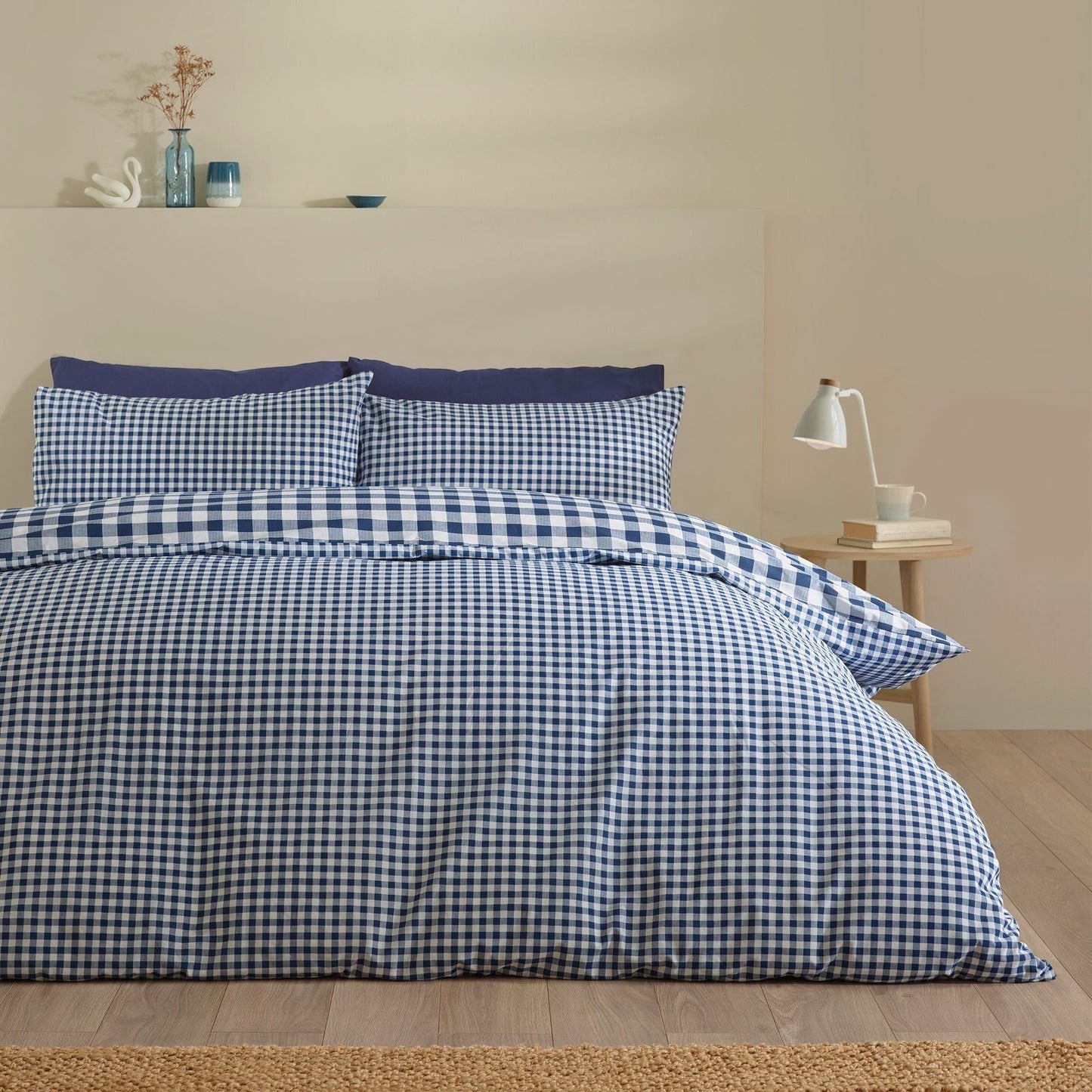 Catherine Lansfield Bamford Gingham Check Navy Blue Duvet Cover Set