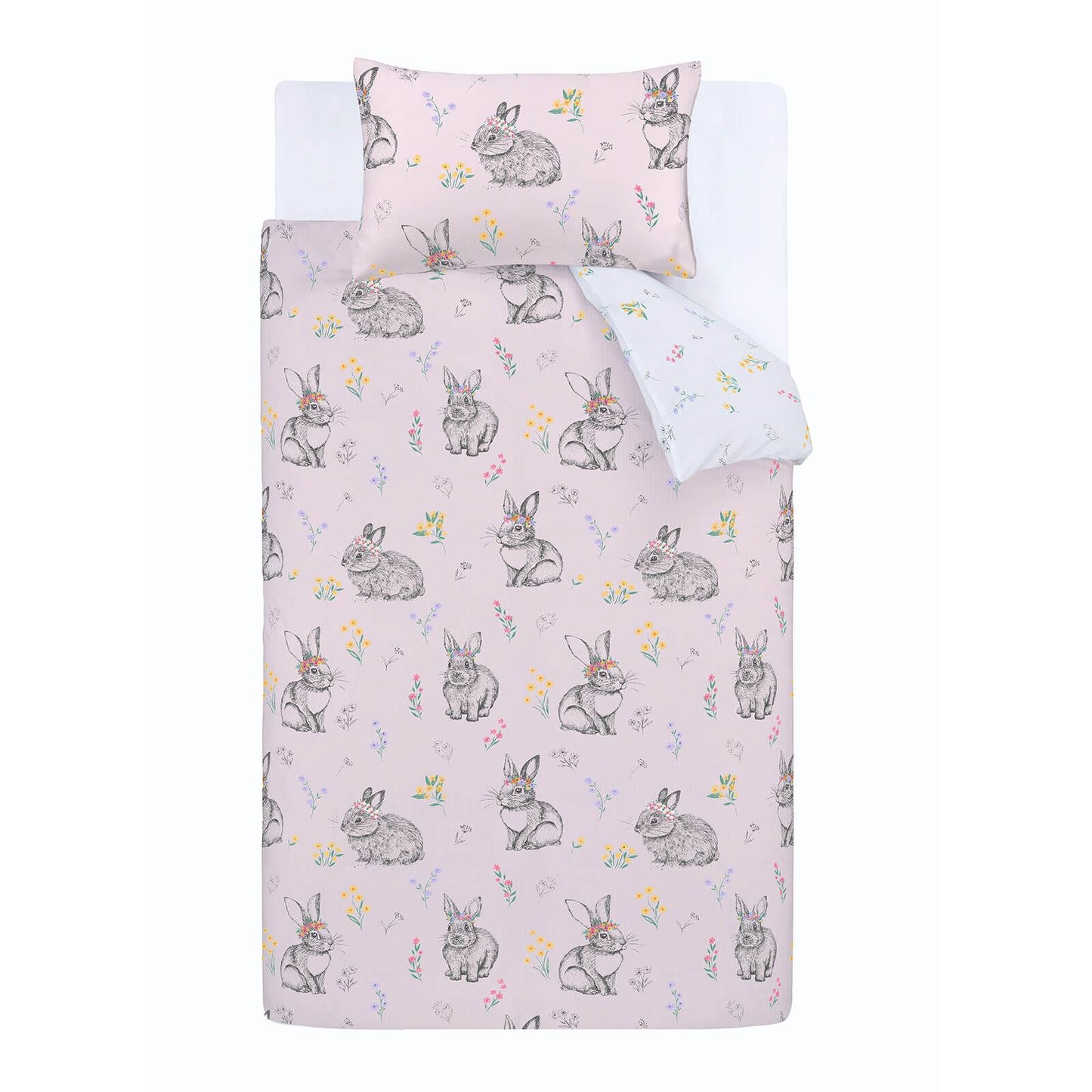 Bunny Tails Ditsy Flowers White Fitted Sheet