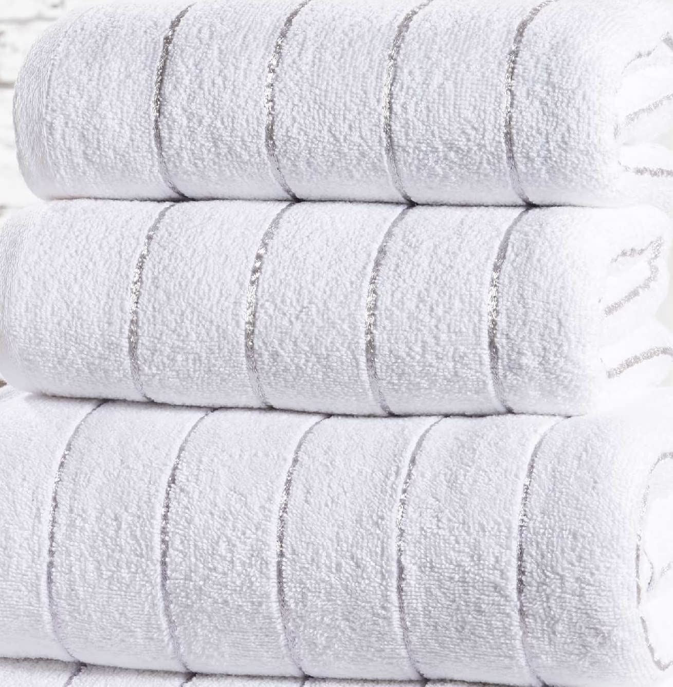 Sandringham White/Silver Hand Towel