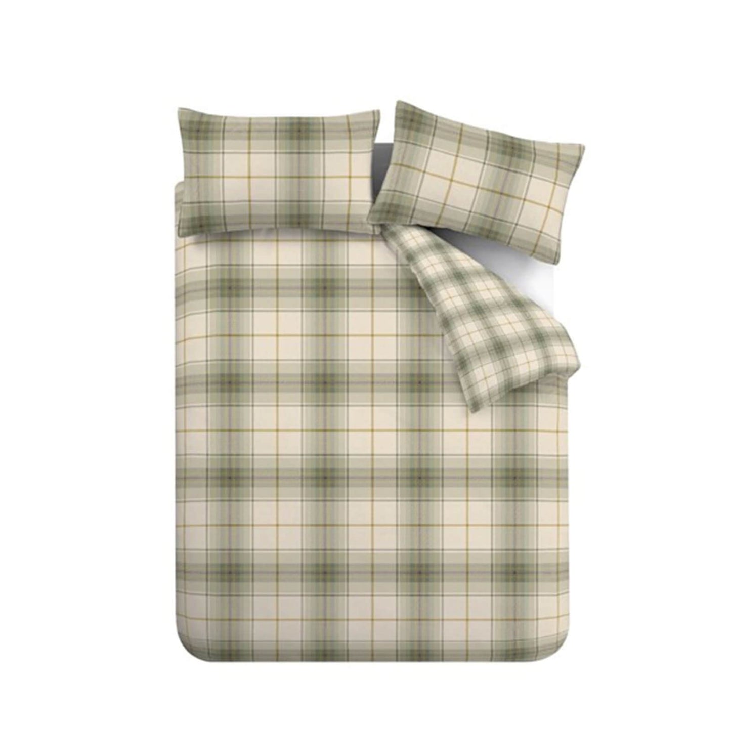 Catherine Lansfield Troon Checked Bedding Duvet Cover Set Green