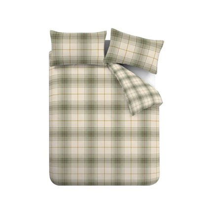 Catherine Lansfield Troon Checked Bedding Duvet Cover Set Green