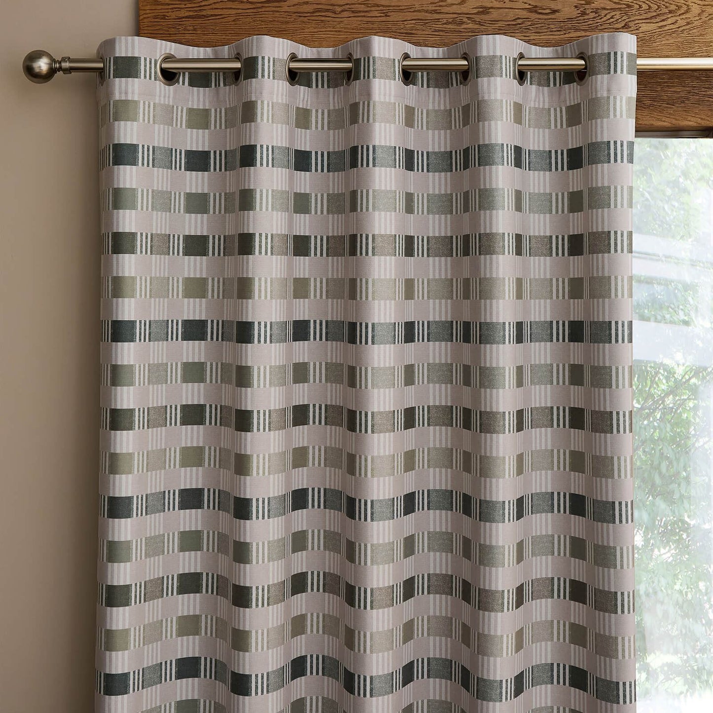 Wilson Check Green Curtains Two Panels