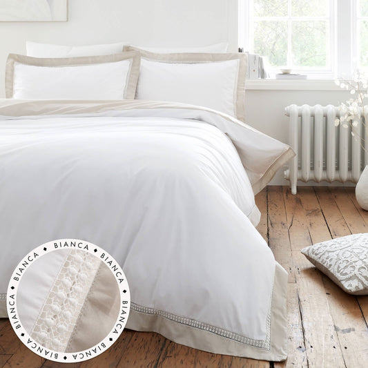 Oxford Lace Natural Duvet Cover Set