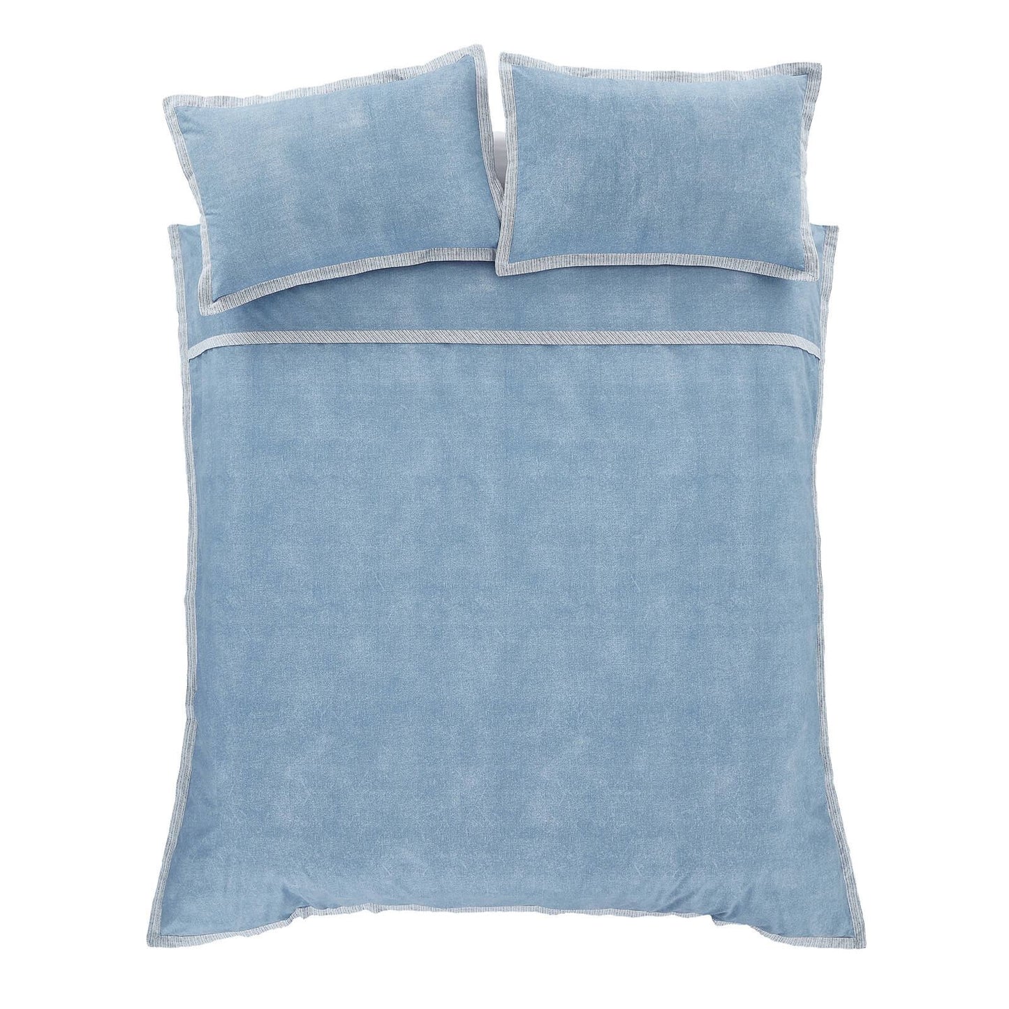 Oslo Textured Trim Denim Blue Duvet Cover Set