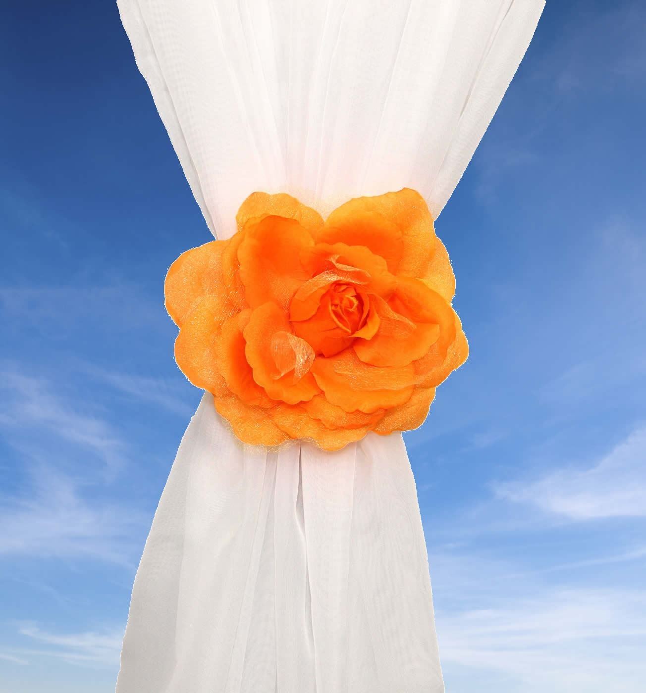 Rose Voile Orange Tiebacks Pair