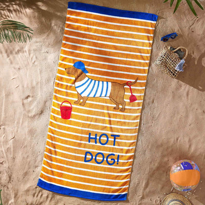Hot Dog Orange Beach Towel