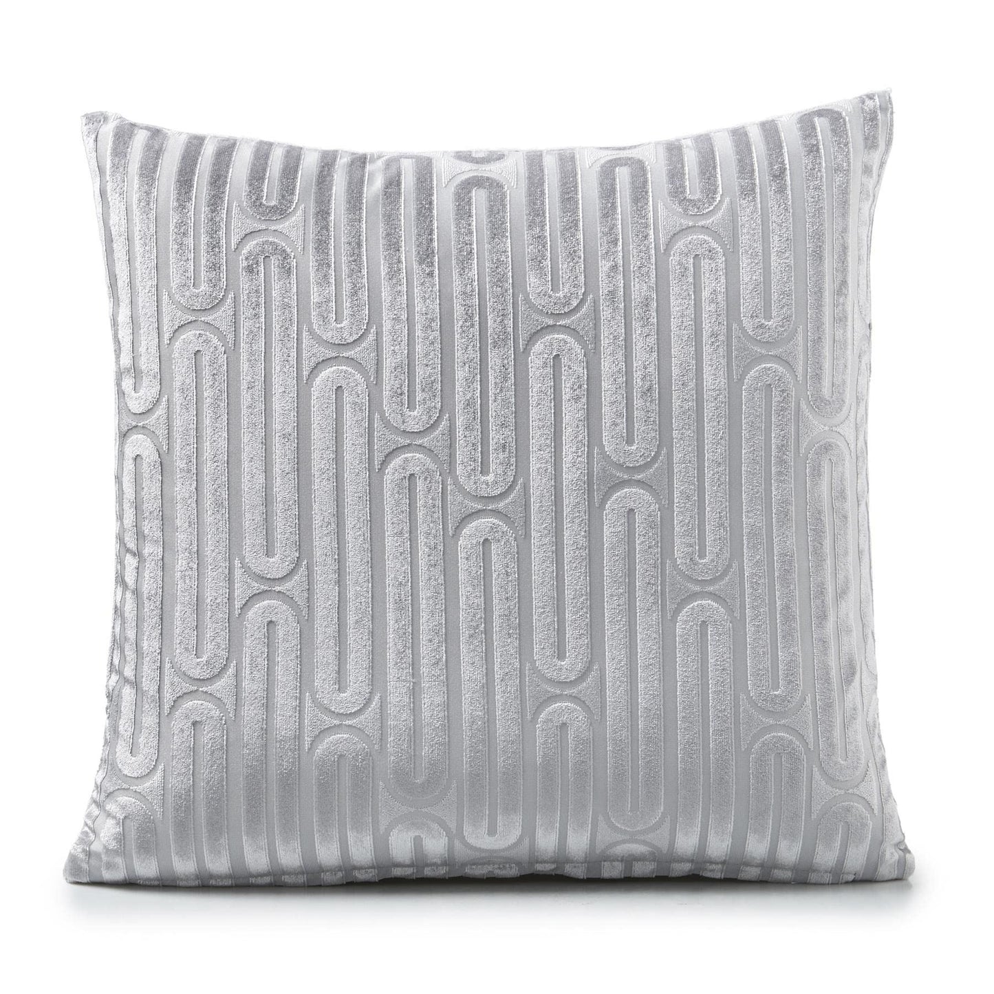 Oboe Geometric Chenille Silver Cushion Cover