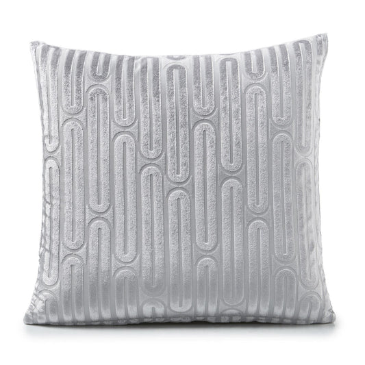 Oboe Geometric Chenille Silver Cushion Cover