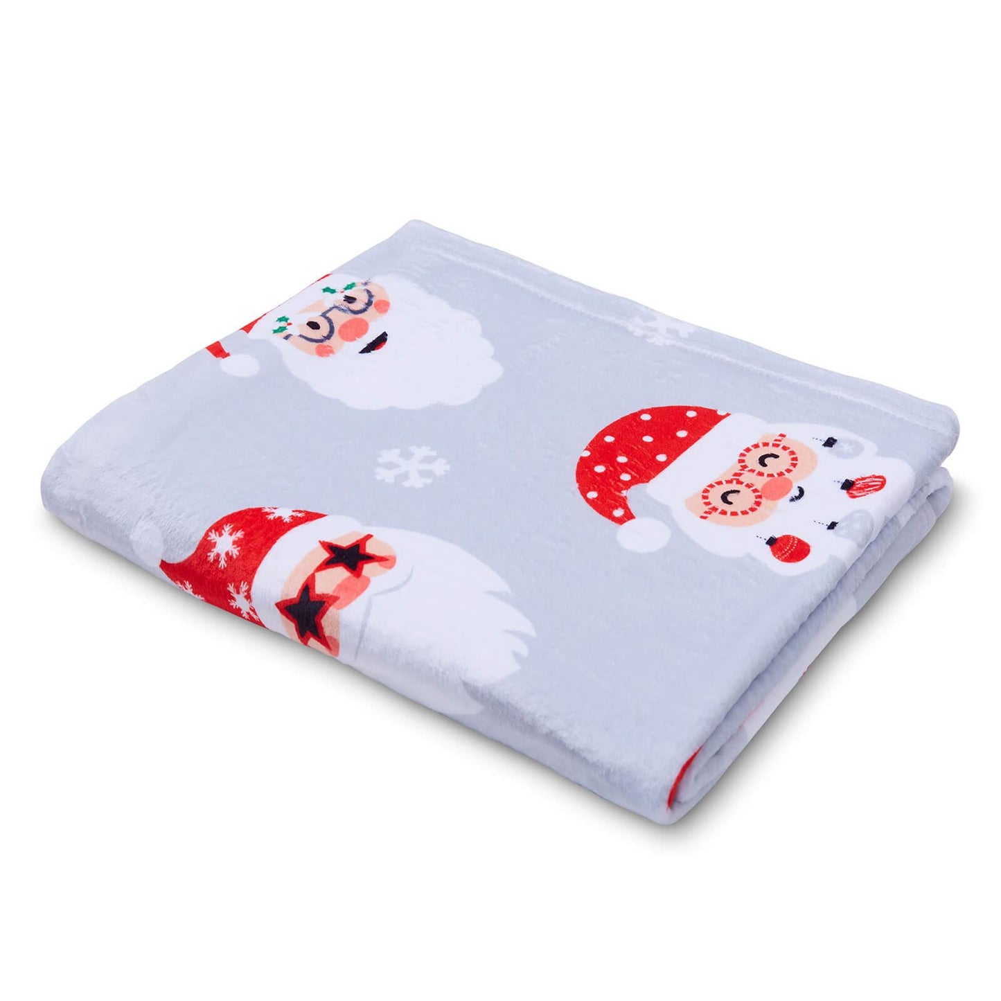 Christmas Santa Spec-Tacular Cosy Fleece Blanket Throw Grey