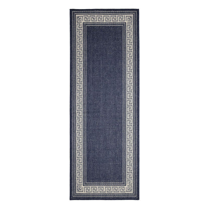 Flatweave Gel Greek Key Navy Rug