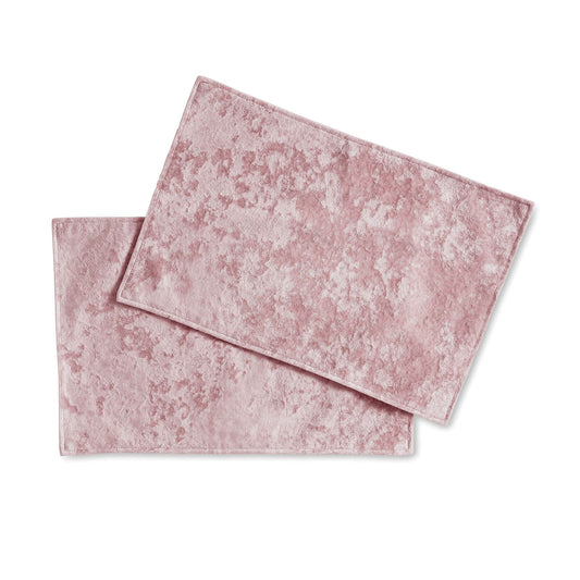 Crushed Velvet Blush Pink Placemat Pair