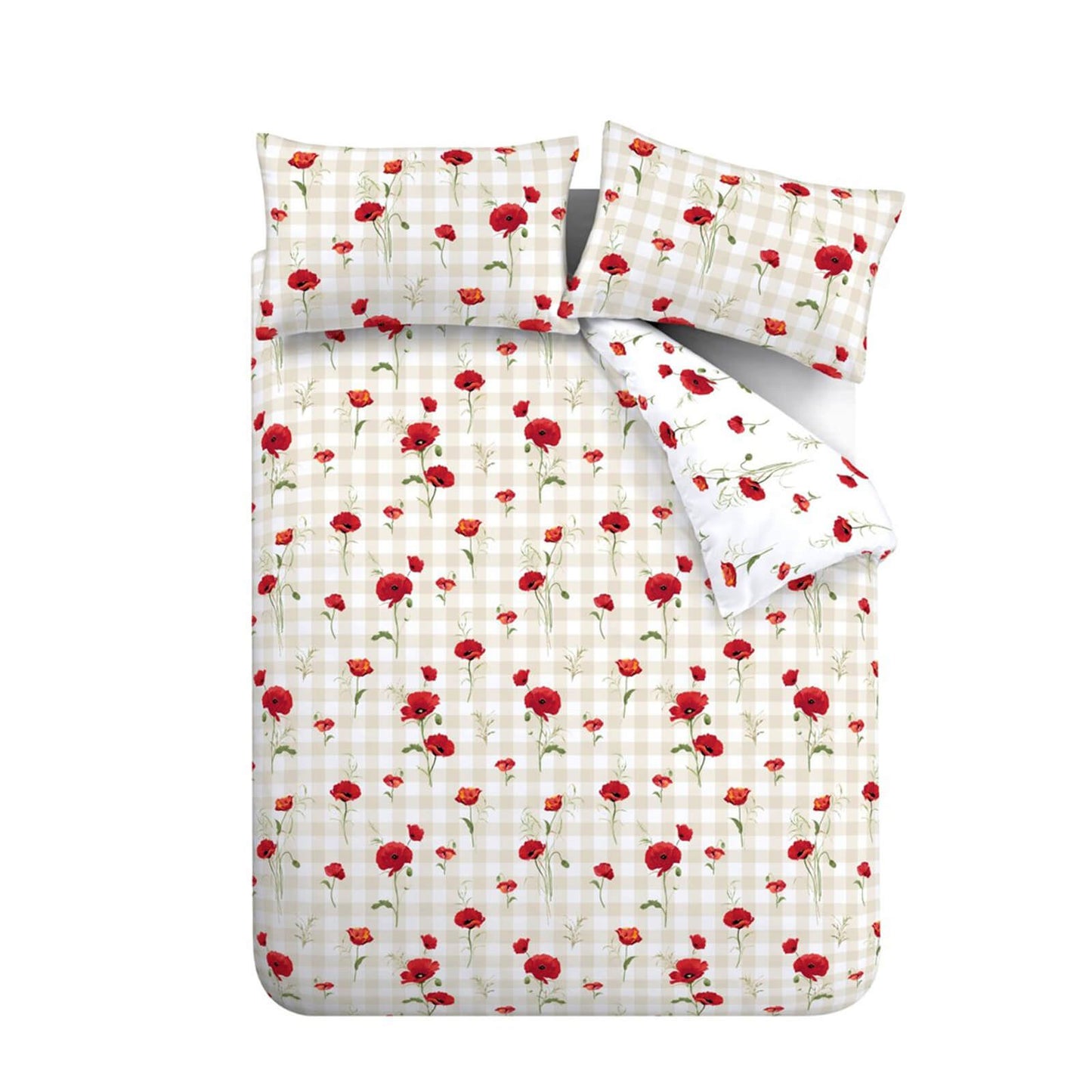 Catherine Lansfield Poppy Floral Reversible Bedding Duvet Cover Set Red