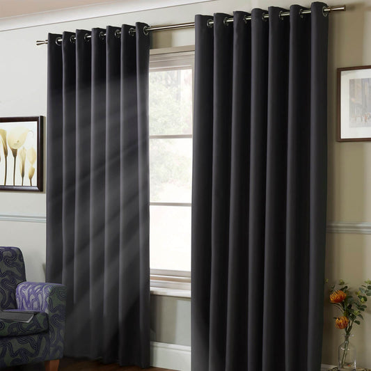 Blackout Charcoal Eyelet Curtains