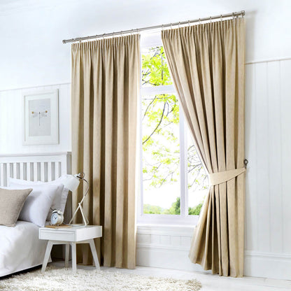 Dijon Natural Pencil Pleat Curtains