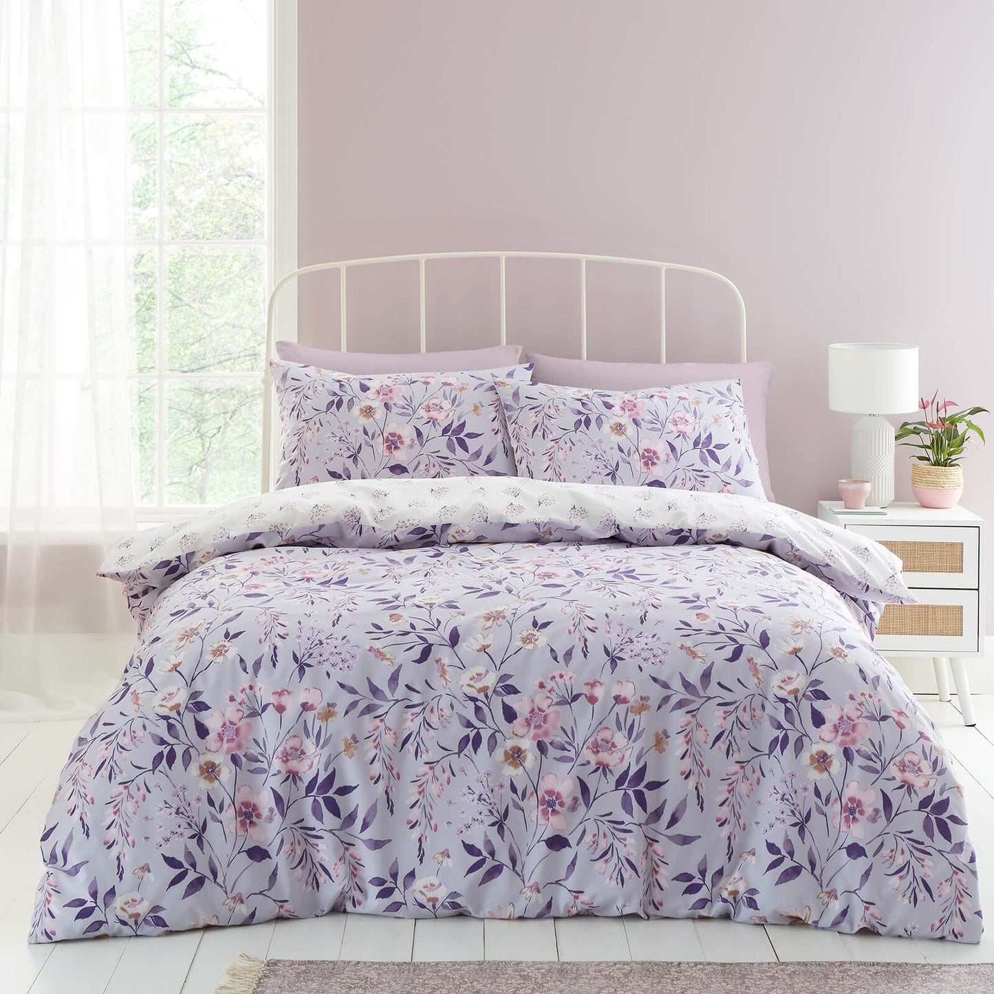 Isadora Floral Lilac Duvet Cover Set