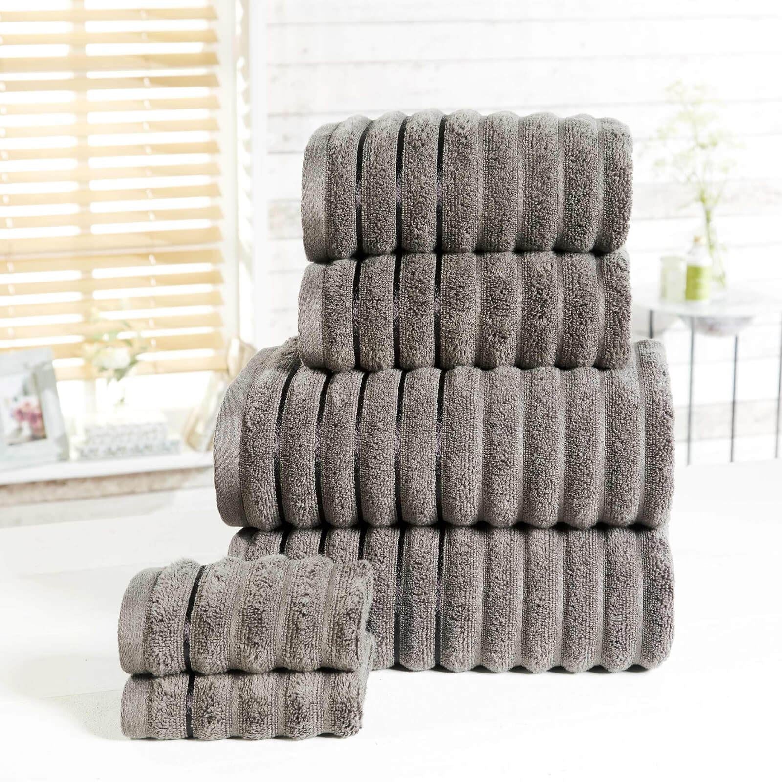 Ribbed Charcoal Bath Towel