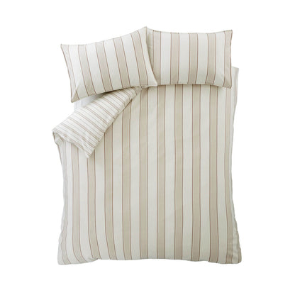 Bianca Fine Linens Regal Checked Reversible Cotton Bedding Duvet Cover Set  Natural