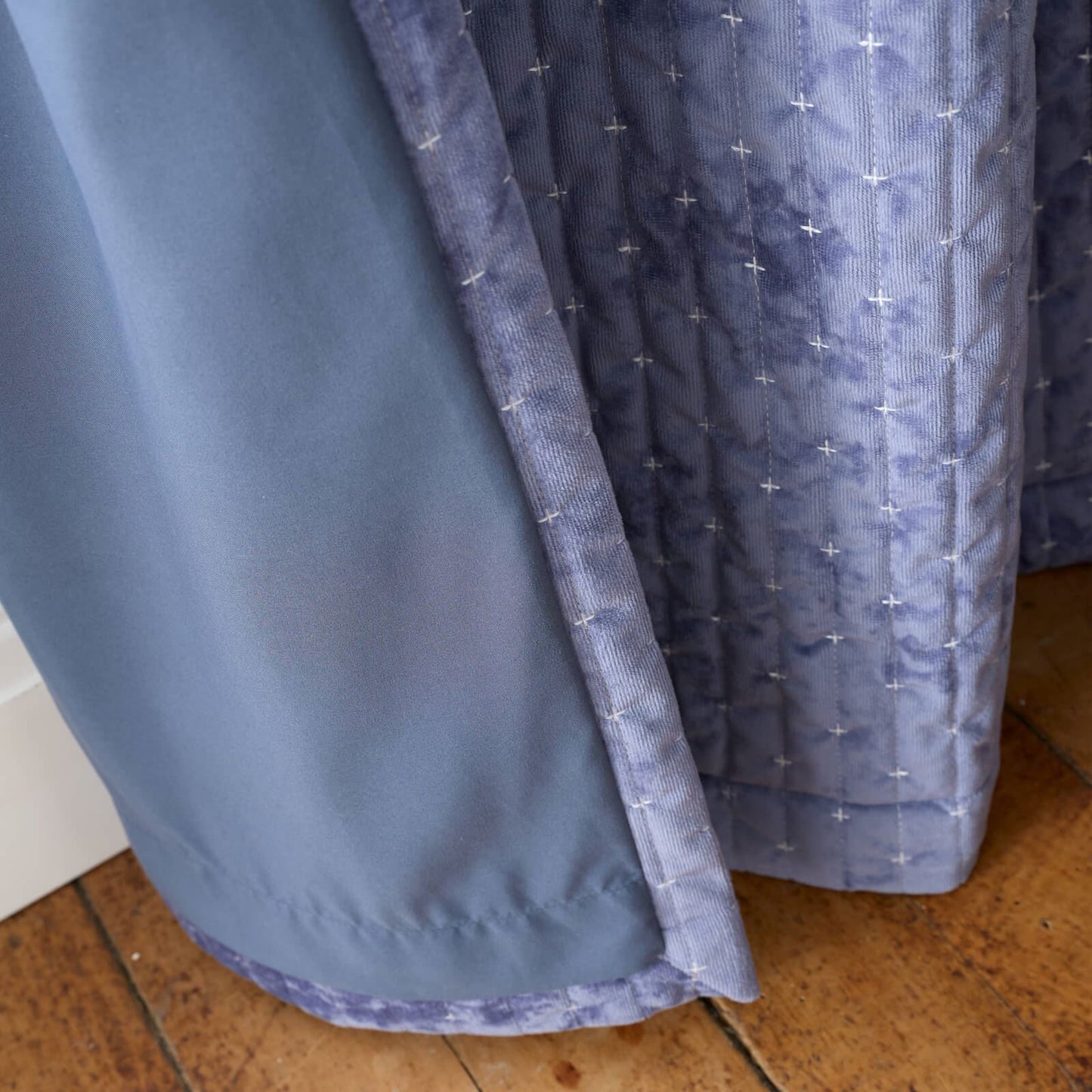 Bianca Fine Linens Attica Velvet Blackout Eyelet Curtains Two Panels Blue