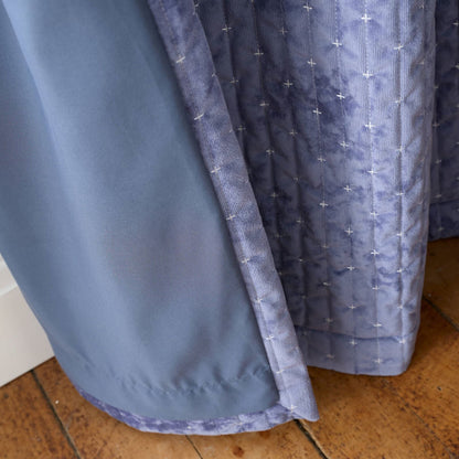 Bianca Fine Linens Attica Velvet Blackout Eyelet Curtains Two Panels Blue