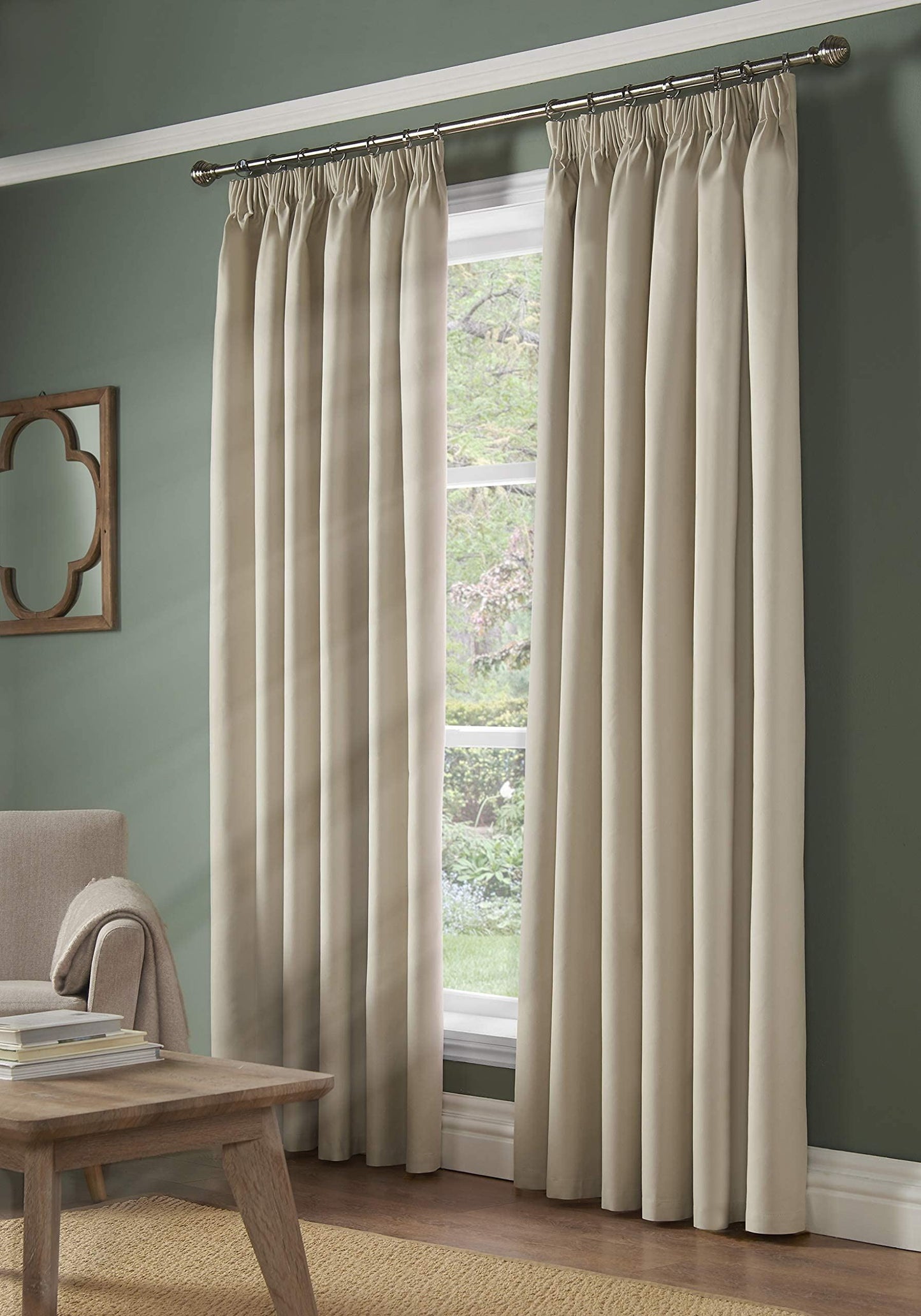 Blackout Cream Pencil Pleat Curtains